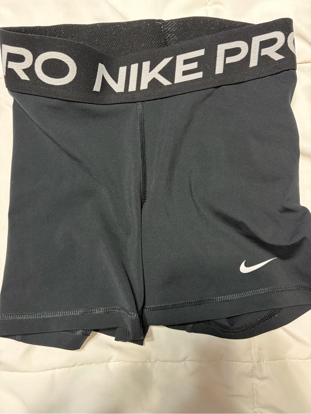 Nike Black Women's Pro Mid-Rise Bike Shorts with White Swoosh